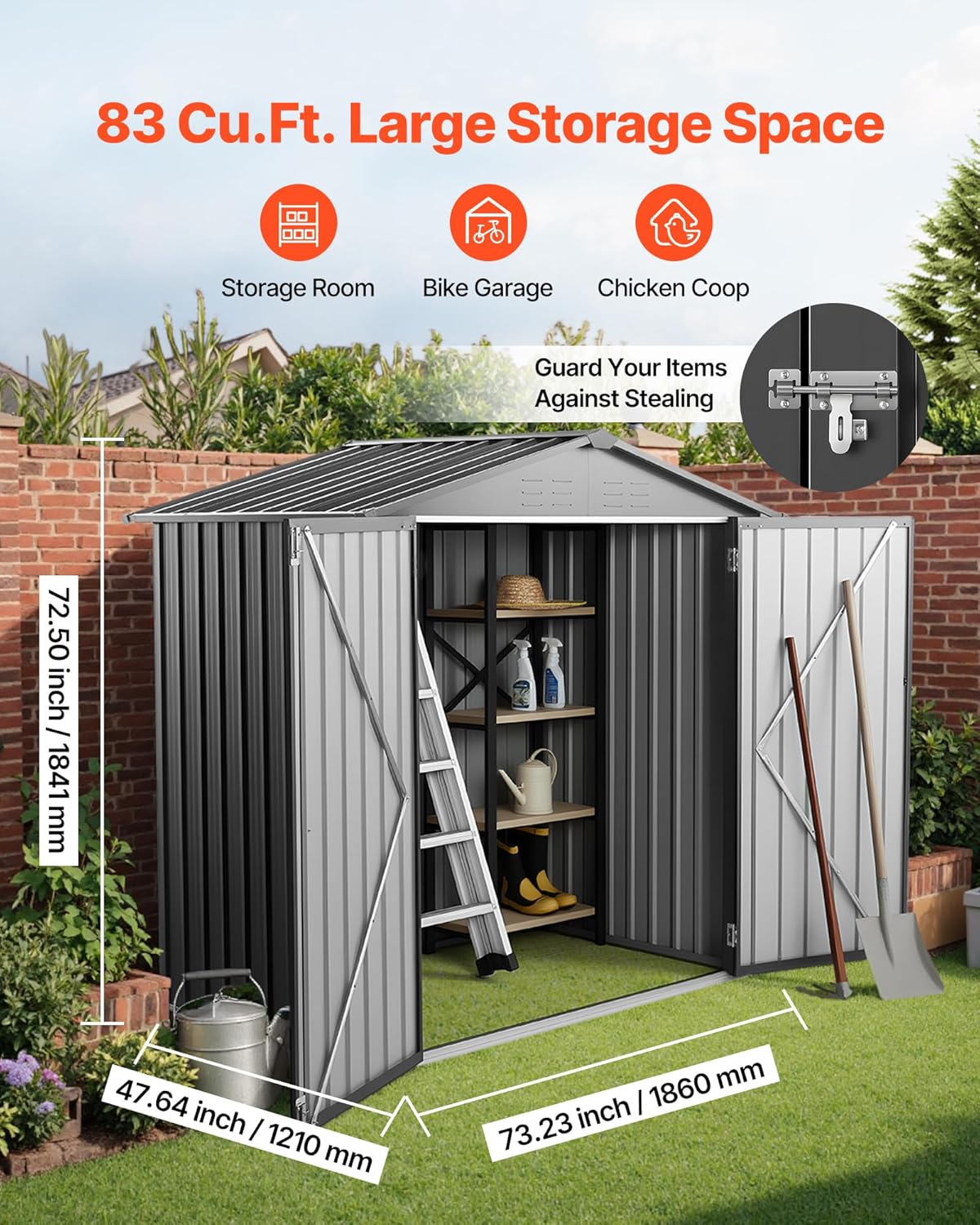 metall gerätehaus 186x121x184cm gartenschuppen abschließbar wetterfest metall gerätehaus 186x121x184cm gartenschuppen abschließbar wetterfest