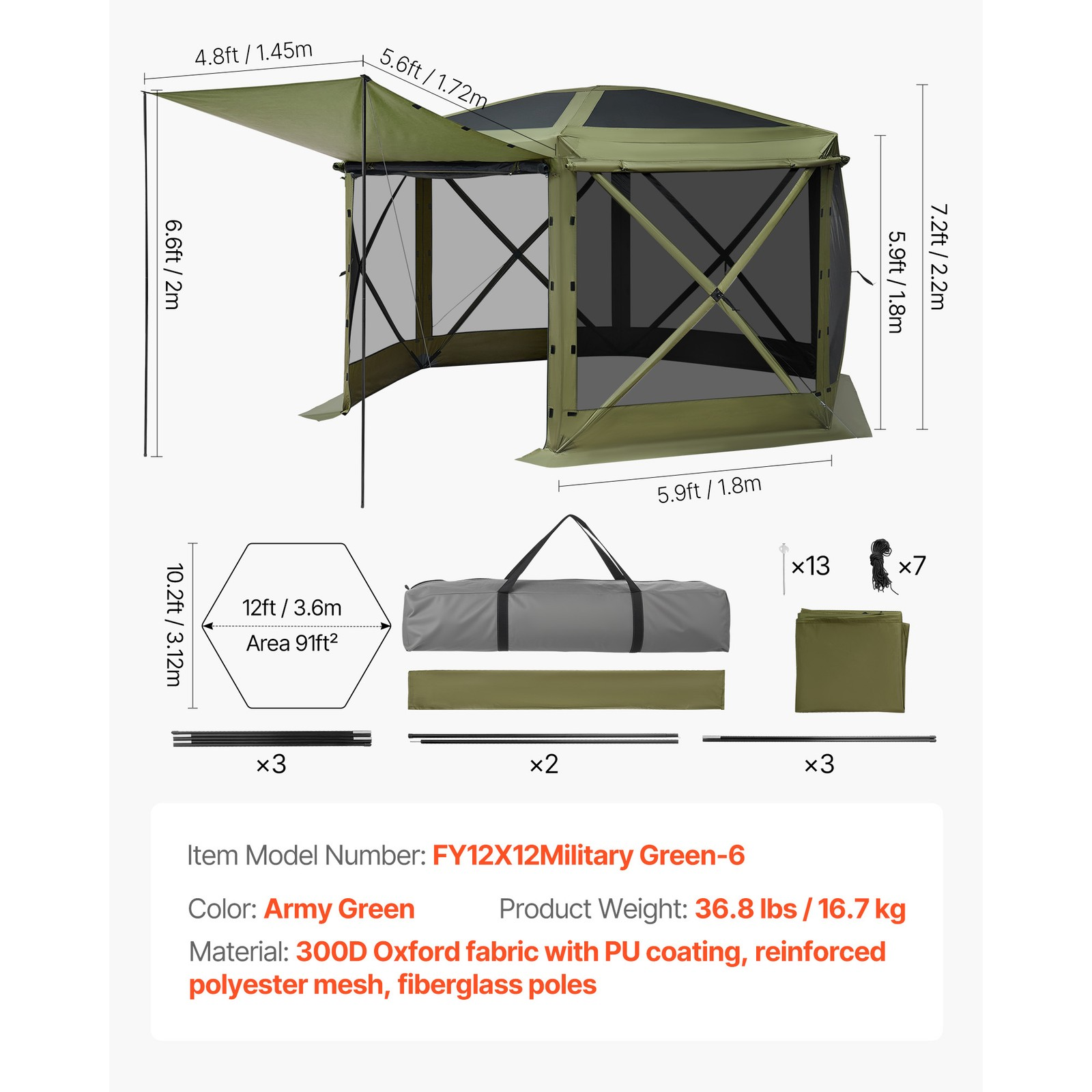 großer pop up pavillon 6 seitig 3,6×3,6m abnehmbares dach 8–10 personen großer pop up pavillon 6 seitig 3,6×3,6m abnehmbares dach 8–10 personen