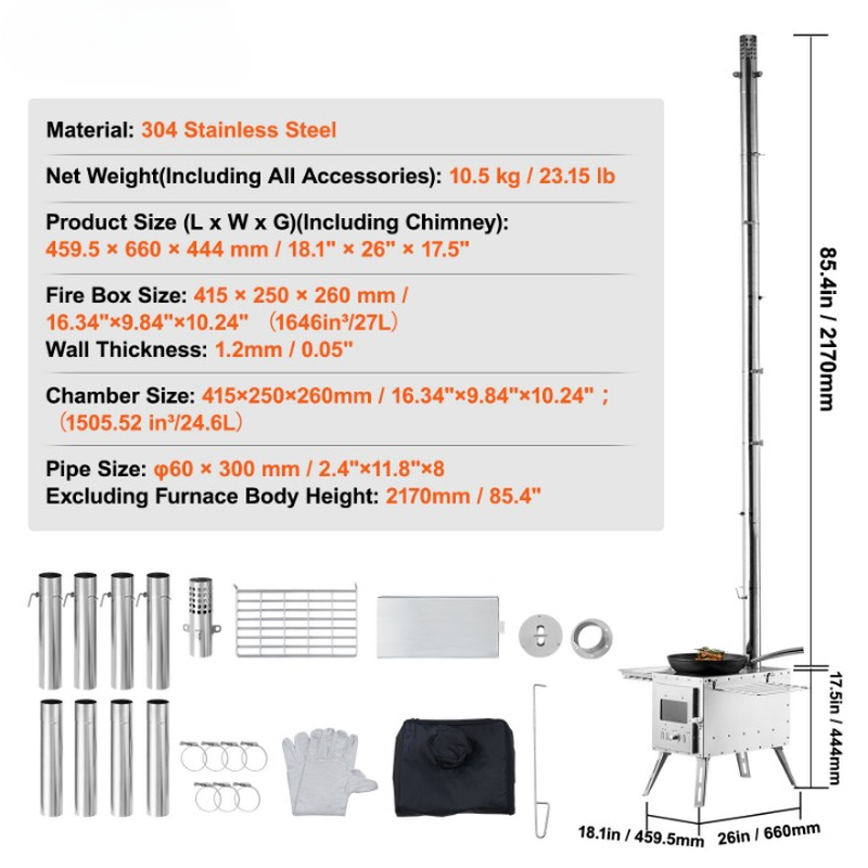tragbarer holzofen camping & outdoor edelstahl zeltofen mit kamin & zubehör heiz tragbarer holzofen camping & outdoor edelstahl zeltofen mit kamin & zubehör heiz