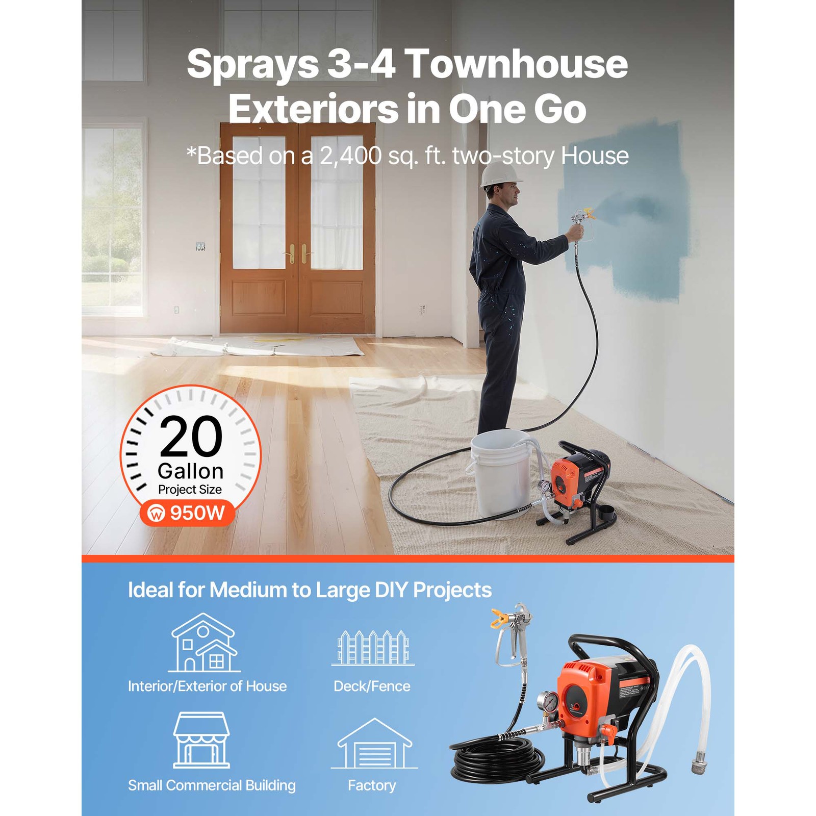 airless farbspritzgerät 900w 3300psi sprühgerät 1,78l/min profi set airless farbspritzgerät 900w 3300psi sprühgerät 1,78l/min profi set