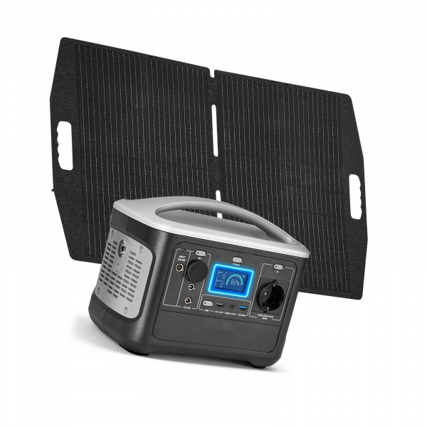 tragbare powerstation 600w 493wh lifepo4 solargenerator 100w panel