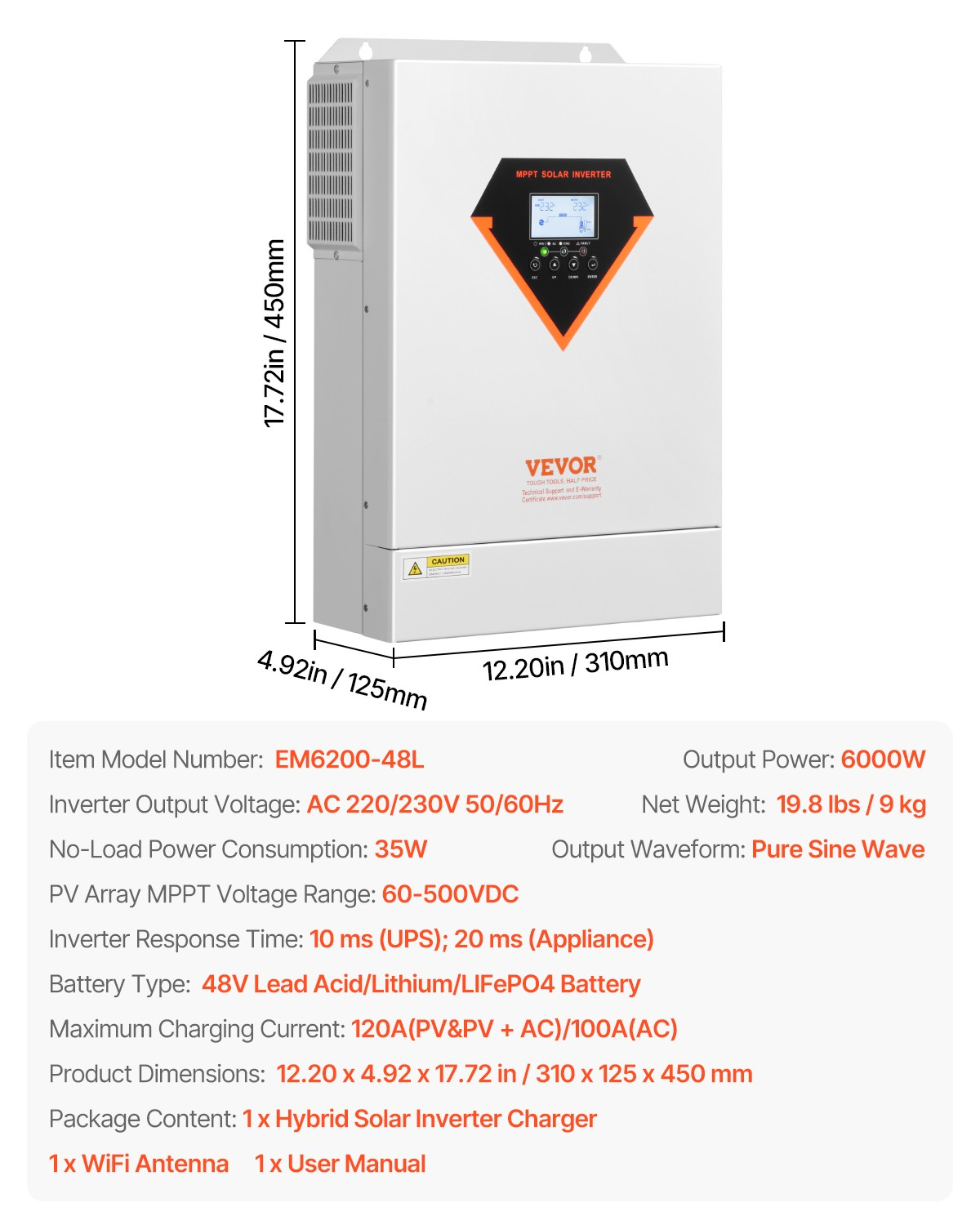 hybrid solar wechselrichter 6kw 220/230v integrierter 120a mppt laderegler hybrid solar wechselrichter 6kw 220/230v integrierter 120a mppt laderegler