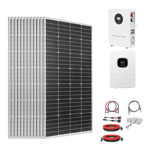 2400w solar komplettanlage 48v lifepo4 5kw hybrid wechselrichter set